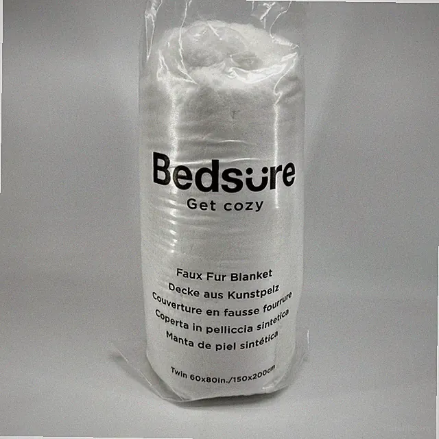 Bedsure Get Cozy Faux Fur Blanket White Twin 50X60 in./150X200CM