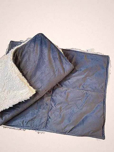 Blue Microfiber & White Faux Fur Standard Shams Set Of 2 NWOT Soft Zip Close BHF