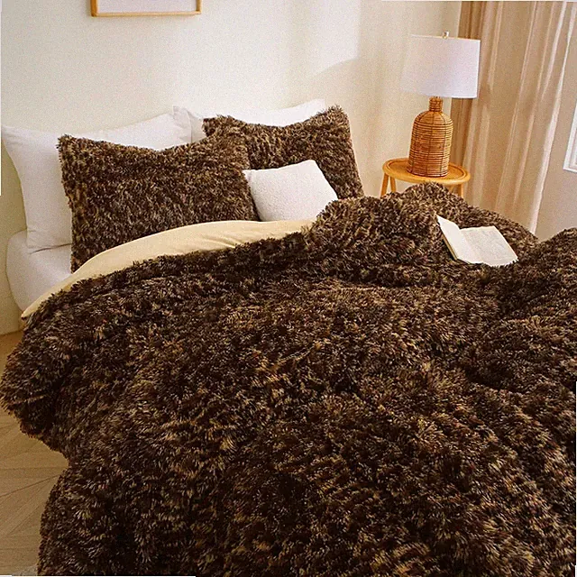 Cheetah Print Faux Fur King Comforter Set - Ultra Soft & Cozy Bedding