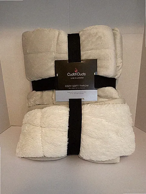 Cuddl Duds Reversible Faux Fur Quilted Cozy Soft Throw 50" x 60"