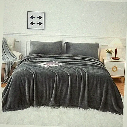 Faux Fur Sheets Size, Luxury Ultra Soft Fuzzy Fleece Bed Queen Dark Grey