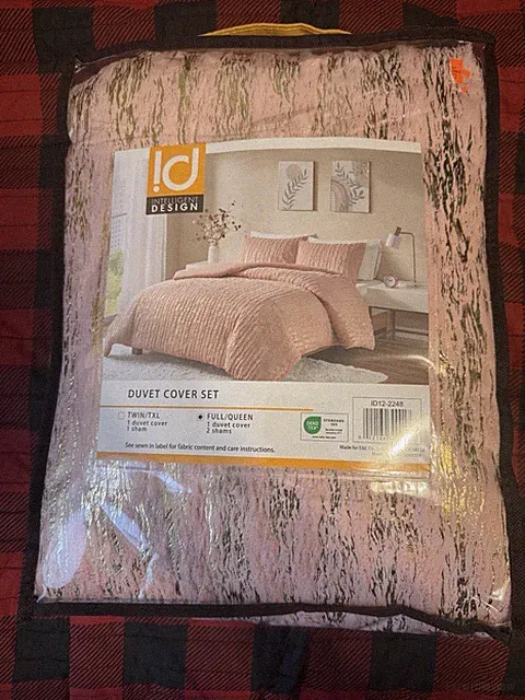 Full Duvet Cover Set, Faux Fur Duvet Cover Full/Queen Blush/Gold Duvet Set