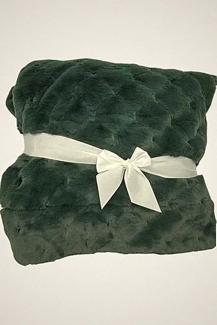 Hotel du Cobb Quilted Faux Fur Throw by Dennis Basso Emerald Green
