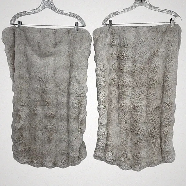 Lot of 2 Frye Faux Fur Light Beige Pillow Shams... Never Used 30” x 20”.