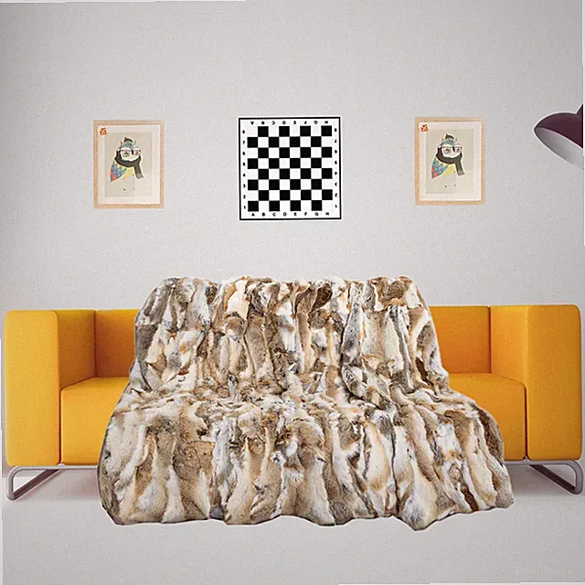 Luxury Soft Real Rabbit Fur Throw Warm Large Sofa Bedspread Blanket 55x63''
