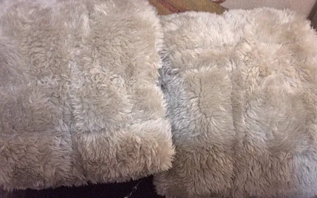 Pottery Barn Two (2) Faux Fur Shearling King Shams NWT Stone Gray NWOT Cozy