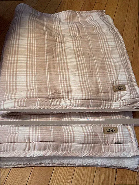 UGG Pillowcase Sham Cover Plush Sherpa Faux Fur Zipper Closure Pink & White Set