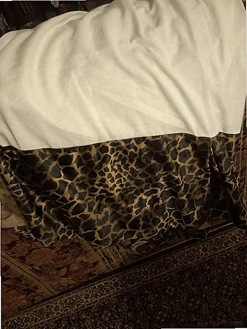 VERATEX FAUX FUR VELOUR BLACK LEOPARD ANIMAL CAL KING BEDSKIRT DROP 14"